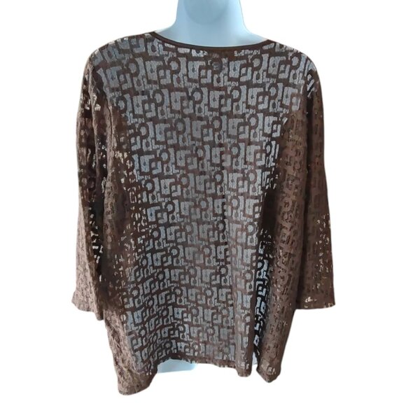Liz Claiborne Lace 3/4 Length Sleeve Top Shell Size XL - Picture 4 of 6
